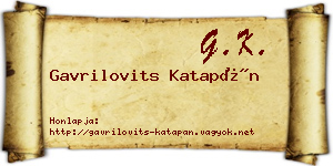 Gavrilovits Katapán névjegykártya